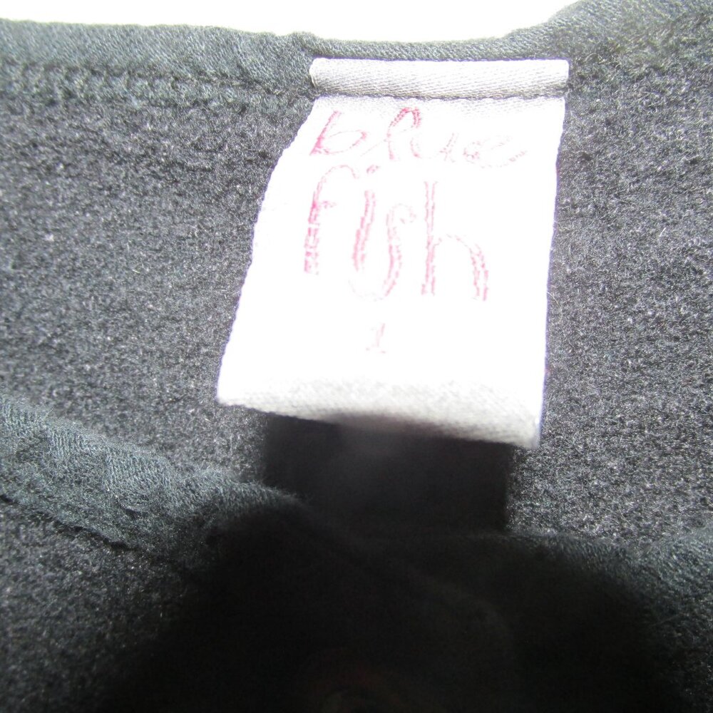 Blue Fish Black Cotton Fleece Button Vest Lagenlook Art to Wear Size 1 Small/Med - Picture 4 of 5